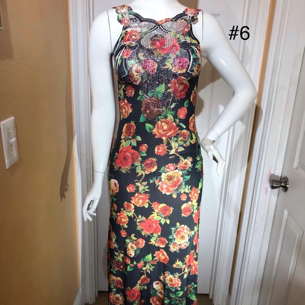 Long Dress, Sleeveless Floral Print Sublimation